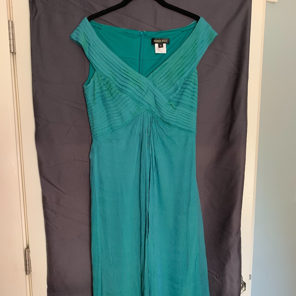 Tadashi Shoji Silk Chiffon Pleated Dress